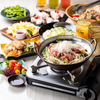 2,5時間飲み放題付【堪能コース】サーモン刺身/鳥すき焼き鍋など全8品　4480⇒3,480円