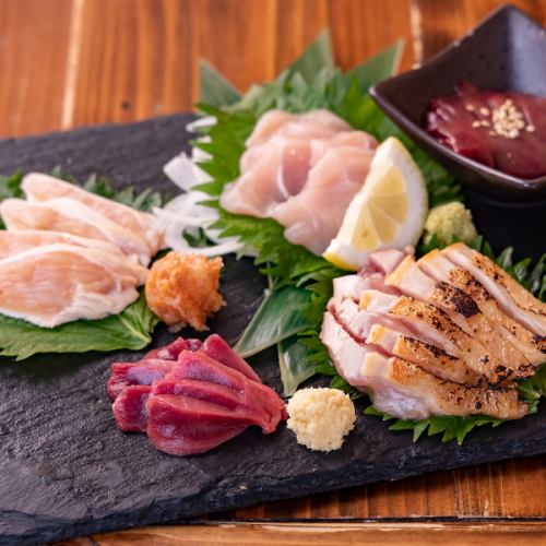 【阿波座店オリジナル】数量限定！オススメ　朝引き鶏造り5種盛り　1280円(税込)