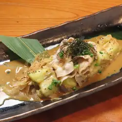 焼きナスと豚しゃぶの濃厚胡麻ポン