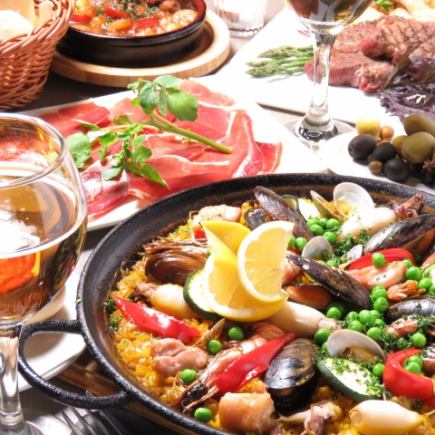 [Andalusia course] 2 hours all-you-can-drink large pot paella + meat dishes, 10 dishes in total, 7,000 yen (tax included)