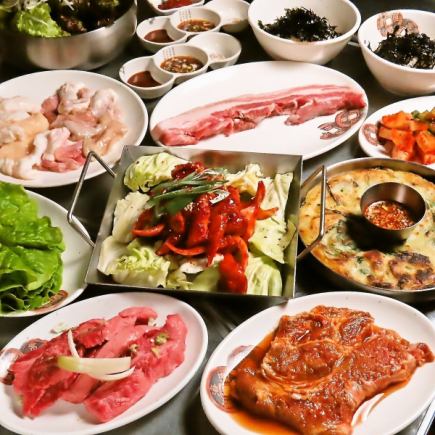 ご宴会に！【飲み放題120分付】ハルバンの本場韓国料理10種類♪お得な5500円のコース！