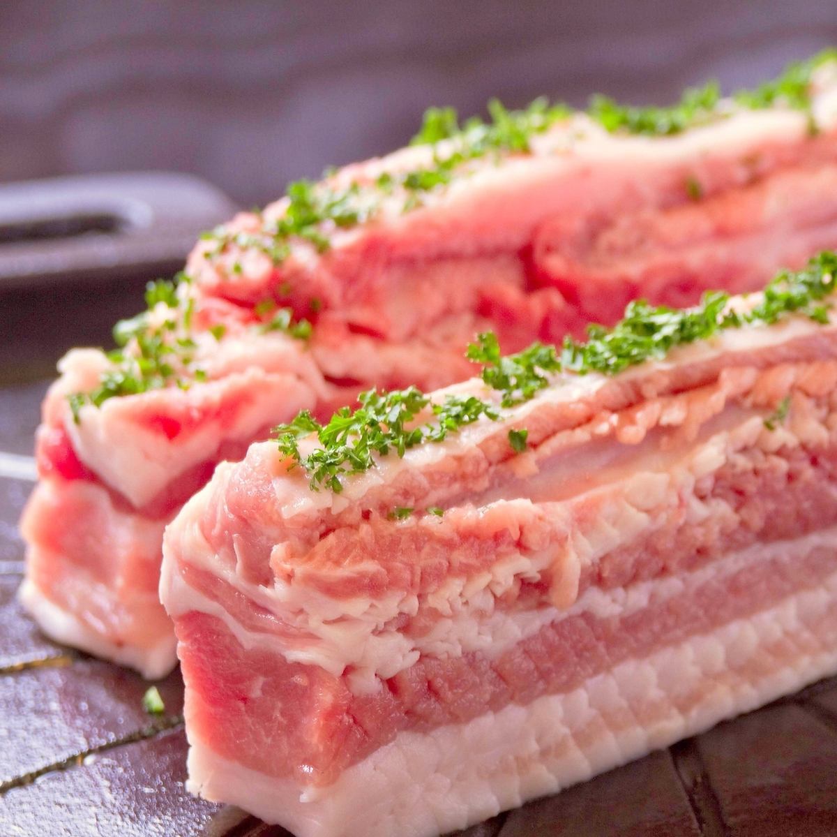 Extra-thick samgyeopsal made with pork from Miyagi*