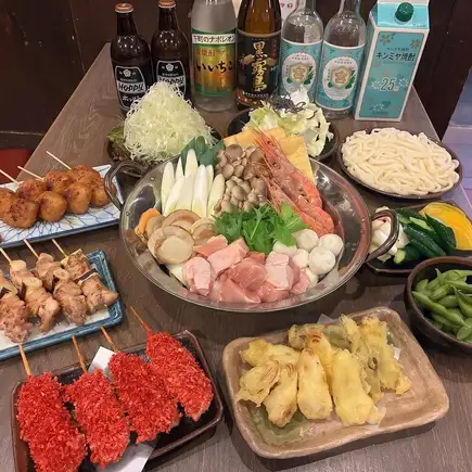 [¥5,000 Course] Luxurious seafood chanko hot pot, plus lavish leek skewers and tempura! 9 dishes in total, 3-hour limit!