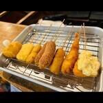 ■盛り合わせ！定番5本盛り(豚バラ・牛ヒレ・玉ネギ・れんこん・エビ)