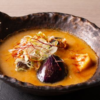 Kyoto eggplant tantan soup with sesame flavor