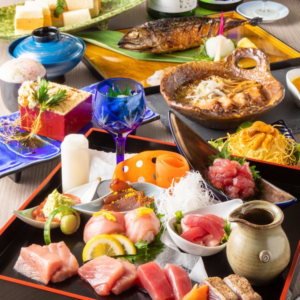 [All-you-can-drink for the Tsukihana course for LO 180 minutes] 10 specialties including tuna tamatebako [All-you-can-drink includes 5 types of famous ginjo sake]