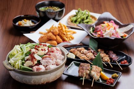 [Plump motsunabe and specialty vegetable rolls] A very satisfying 8-dish course for 5,000 yen [2-hour all-you-can-drink (draft beer OK!)]