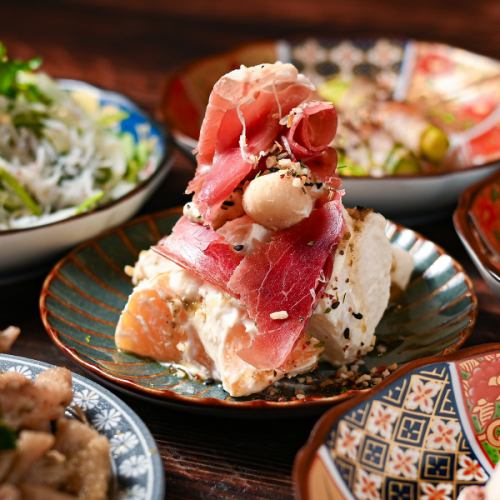 柿と梨と生ハムの白和え