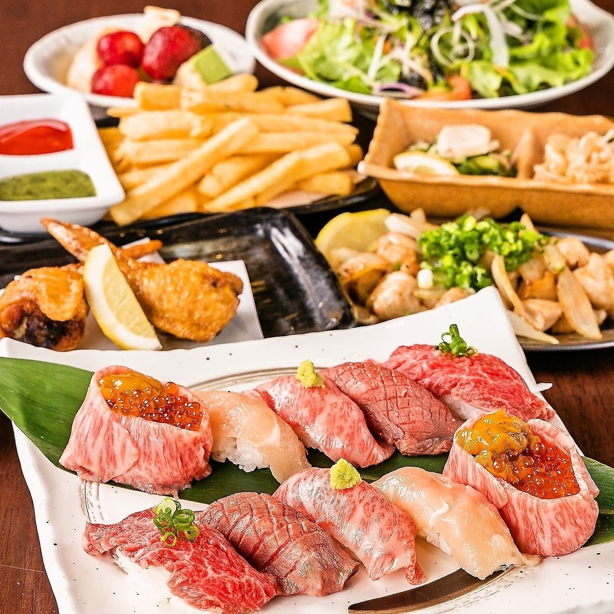 [3 minutes from Umeda♪ Opens at 16:00] All-you-can-eat meat sushi♪ All-you-can-drink items start from 550 yen★