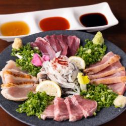 Delicious!! Assorted meat sashimi (1 portion) Must order 2 portions or more.