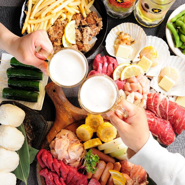 ★夜景ビアガーデン★【生ビール付き】2時間飲み放題付！ビアガーデンBBQ◇スタンダードプラン4000円(税込)