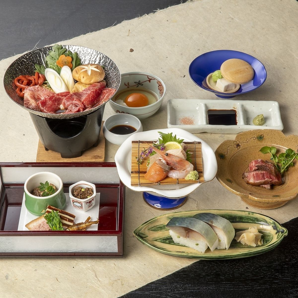 Enjoy sukiyaki and shabu-shabu with the highest quality Gensan beef and Omi beef.