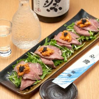 ３・４月　2時間飲み放題付【ローストビーフと雲丹の冷製】コース！人気を集めた旬の献立です