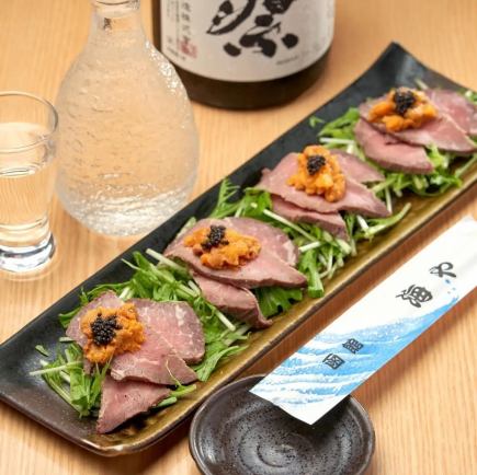 ３・４月　2時間飲み放題付【ローストビーフと雲丹の冷製】コース！人気を集めた旬の献立です