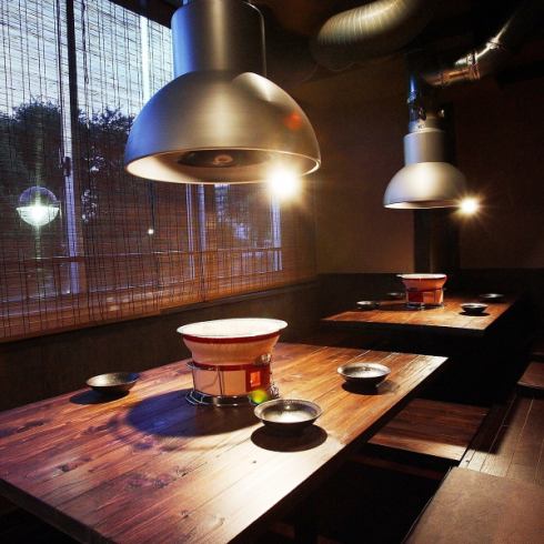 Relax in a Japanese-style space with warm indirect lighting