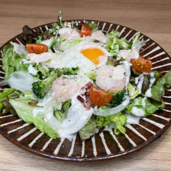 Warm shrimp caesar salad