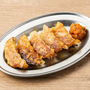 Gyoza with shiso and mentaiko