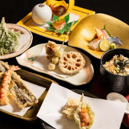 [Enjoy tempura and sashimi!] Tenshu special course of 6 dishes / 6,600 yen per person (tax included)