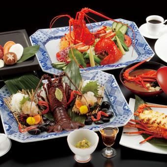 【갈채(카사이)】이세 새우의 활조·구이·소 필레 석판구이를 포함한 전12품