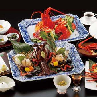 【현란(켄란)】이세 새우의 천부라·활동·구이 등의 풀 코스 전 11품