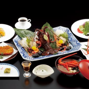 【와카마츠】이세 새우의 활기를 즐길 수 있는 코스.이세 새우와 도미의 구이 등 전 11품
