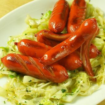 Red sausage ~ served with butter cabbage ~