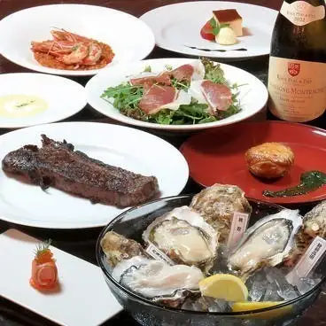 薪火肉料理と牡蠣の食べ比べコース