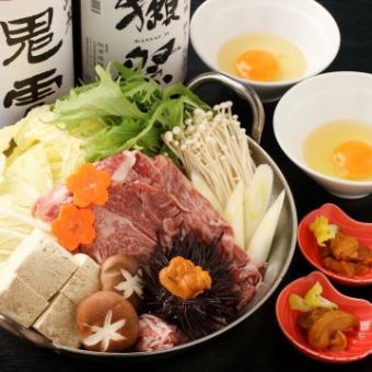 【飲み放題付】赤字覚悟!!雲丹で食べる究極の黄金すき焼きコース8,500円→8,000円 8品