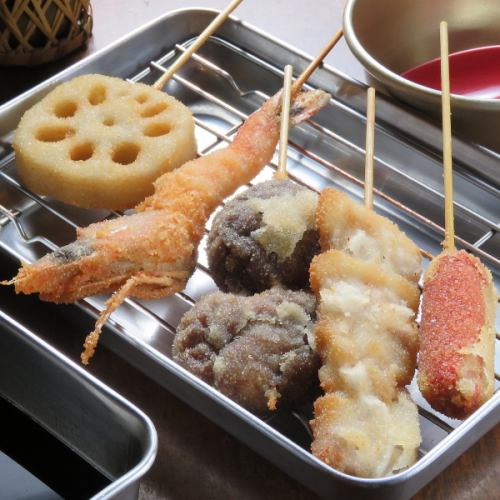 Skewered clothing, hot juicy meat, vegetables, etc ... Skewer menu featuring a rich lineup: 130 yen ~