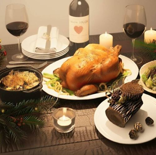 《12/24~12/25》【丸ごと雛鶏付Xmasコース】全4品 5000円(税込)