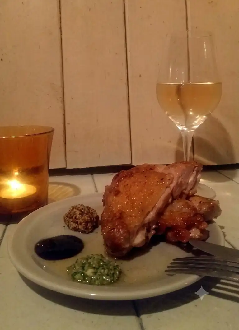 A simple dish with crispy skin.