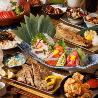 3H生付飲み放題【おすすめ宴会コース】薩摩地鶏タタキや名物マグロのカマ塩焼き等6000円⇒5000円