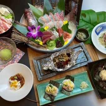 【新年及忘年会～90分钟无限畅饮】知多猪肉姜汁锅、锡纸包牡蛎舞茸、炸安康鱼等9道菜品 7,000日元