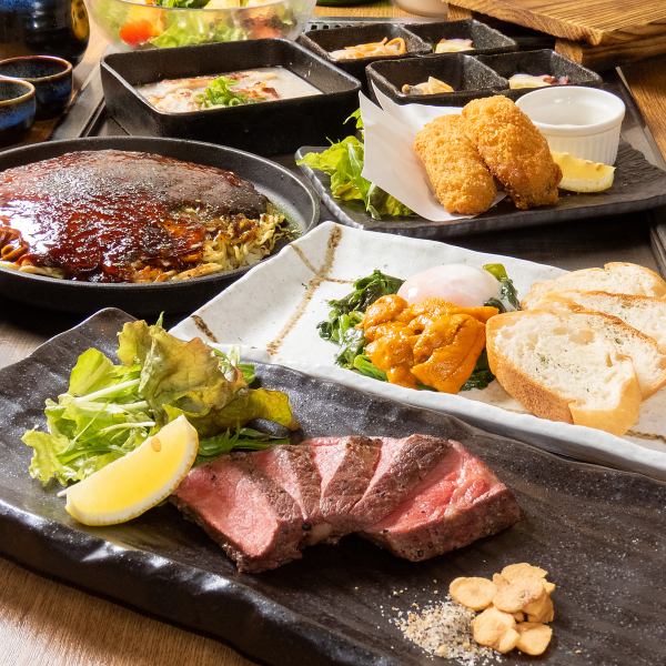 [享受广岛]广岛的精选套餐，您可以享用著名的海胆菠菜和大牡蛎☆套餐从4,400日元起♪