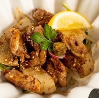 Sauteed chicken breast and yam in butter
