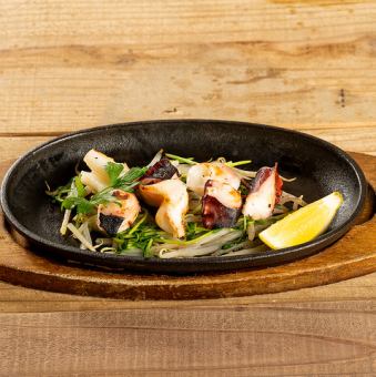 Octopus and squid tentacles teppanyaki