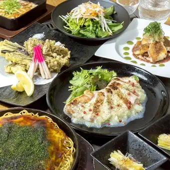 【まずはお試し!コース】弁兵衛ギョーザ、旬魚の鉄板焼き等7品☆2H飲放付5000円