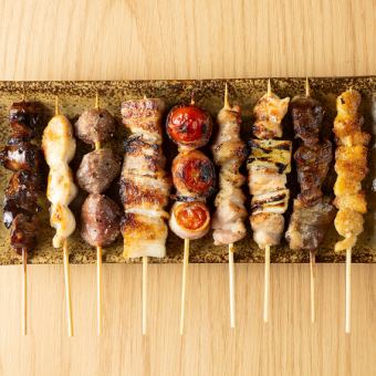 ゴマサバ・焼き鳥・和牛ホルモン・馬刺し全10品飲み放題付き6000円(税込)コース