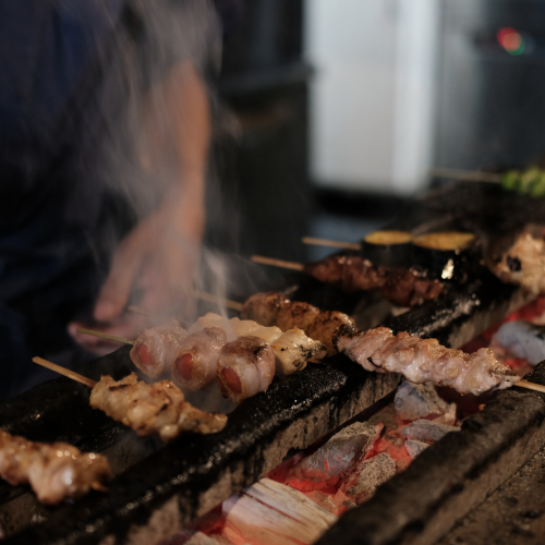 備長炭で一気に焼き上げる
