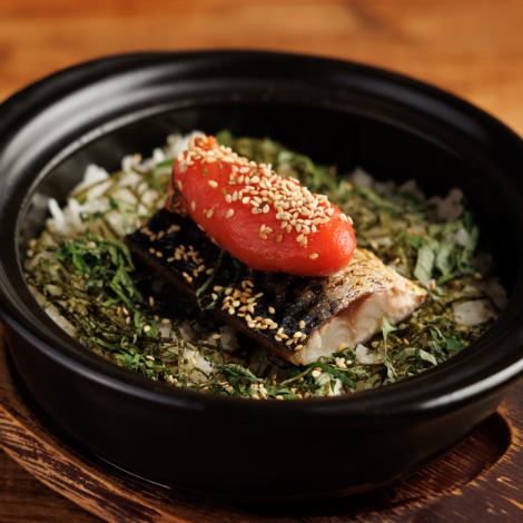 【砂鍋飯】烤鯖魚和明太子,幸福的砂鍋飯
