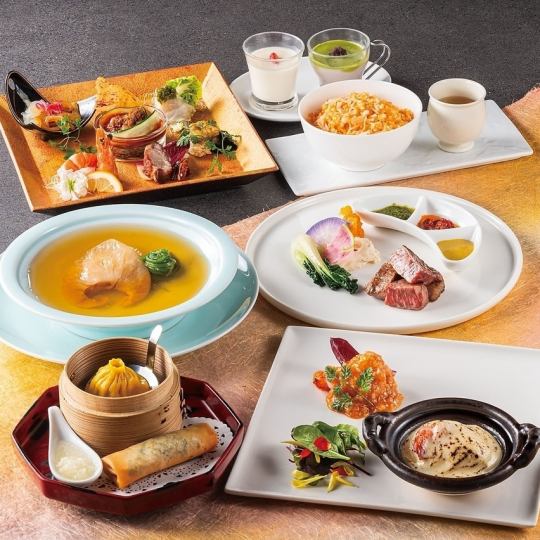 シェフセレクトコース フカヒレ姿煮や大海老料理、四万十麦酒牛等全7品 (お料理のみ)　13,000円