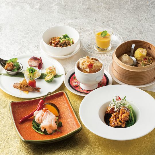 5名様から個室可　周コース 2時間飲み放題　フカヒレや大海老、肉料理など全7品