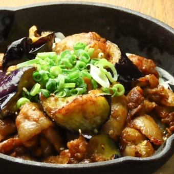 Stir-fried eggplant and pork with miso