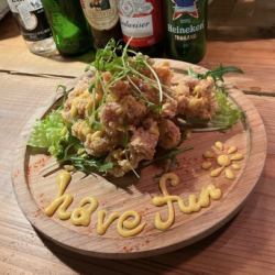 Deep fried chicken with sweet and sour honey mustard