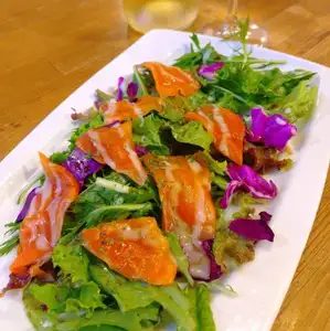 Smoked salmon carpaccio salad