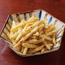 Infinite French Fries with Japanese-style dashi broth and fragrant bonito flakes