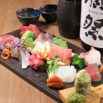 【名物胡麻サバ・刺身3種・豚肩ロースのグリル】コース4500円(+2000円で生もOK飲放付！)
