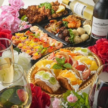 【飲み放題3h】貸切◆6000円(税込)お料理おまかせプレミアムプラン◎シャンパン1本+ホールケーキ
