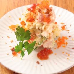 Potato salad at a sushi restaurant