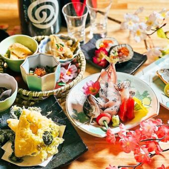 [For welcoming and farewell parties!] A 7-item sushi course including seasonal tempura and sashimi! 2 hours of all-you-can-drink included for 3,500 yen